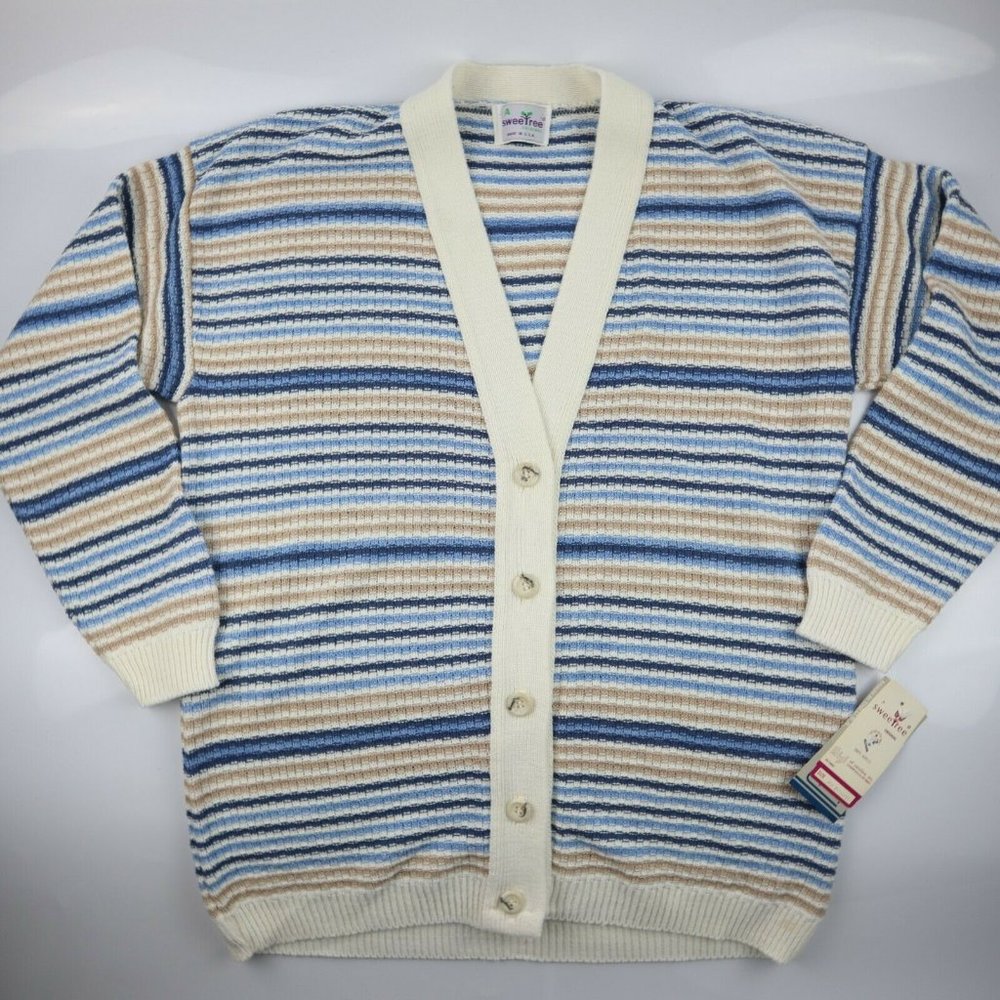 Sweetree Women’s VTG Cable Knit Cardigan Sweater Button up Made in USA SZ M NWT